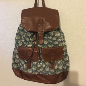 Owl print leather backpack