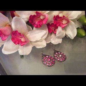 Crystal pink stone earrings