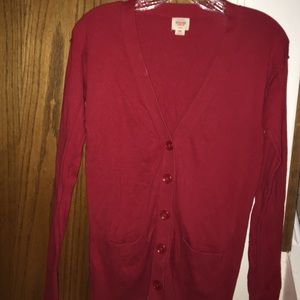 Red cardigan