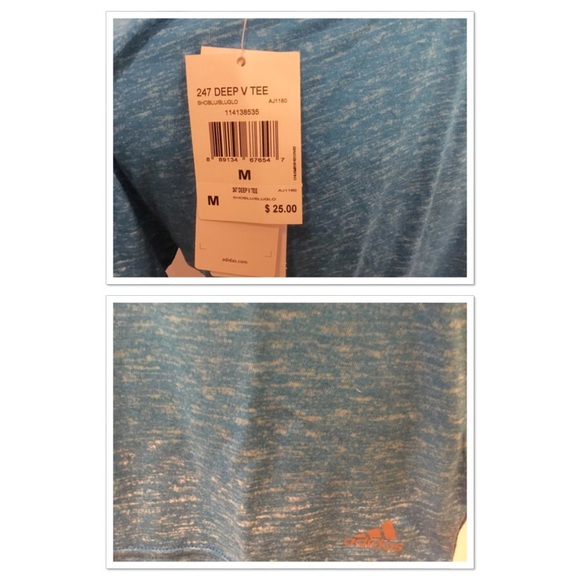 Adidas Deep V Tee Shock Blue/Blue Glow NWT Medium - Picture 3 of 4
