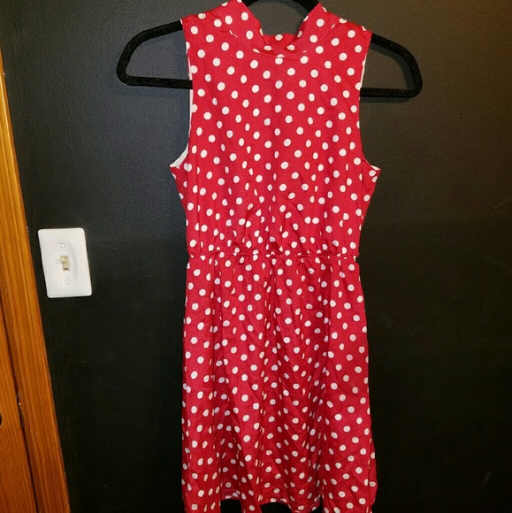 Red and white polka dot dress