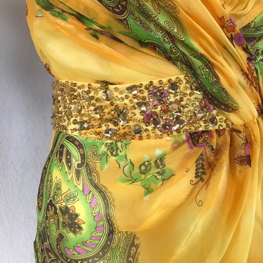 Strapless Yellow Floral Dress - Picture 3 of 4