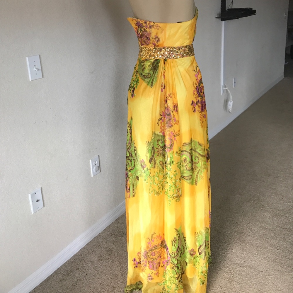 Strapless Yellow Floral Dress - Picture 4 of 4