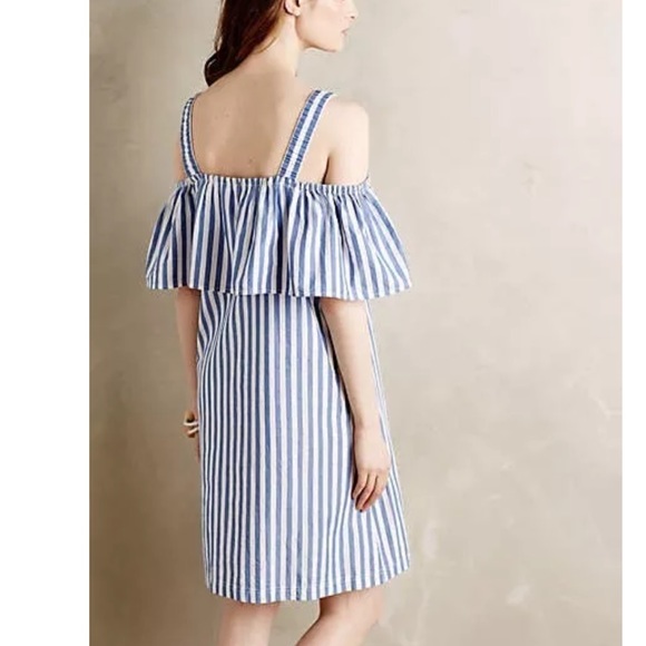 ANTHROPOLOGIE REHOBOTH STRIPED MINI DRESS WHITTWO - Picture 4 of 4