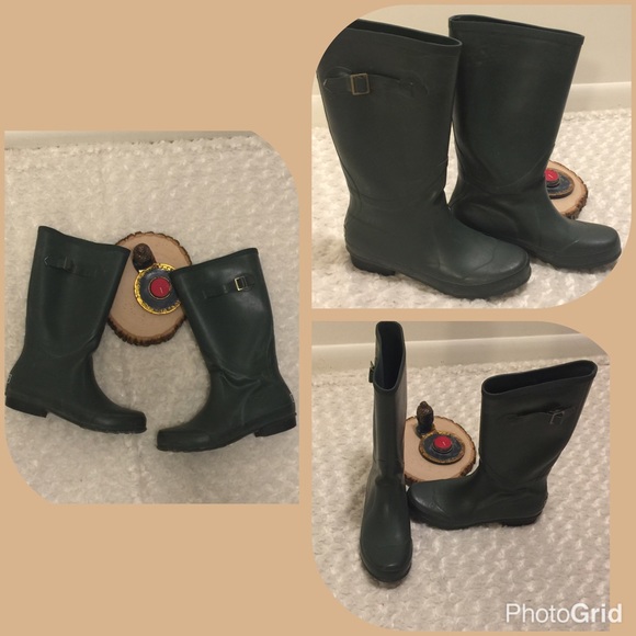 L.L. Bean Shoes - L.L. Bean Wellie Rain Boots Army Green SZ 10
