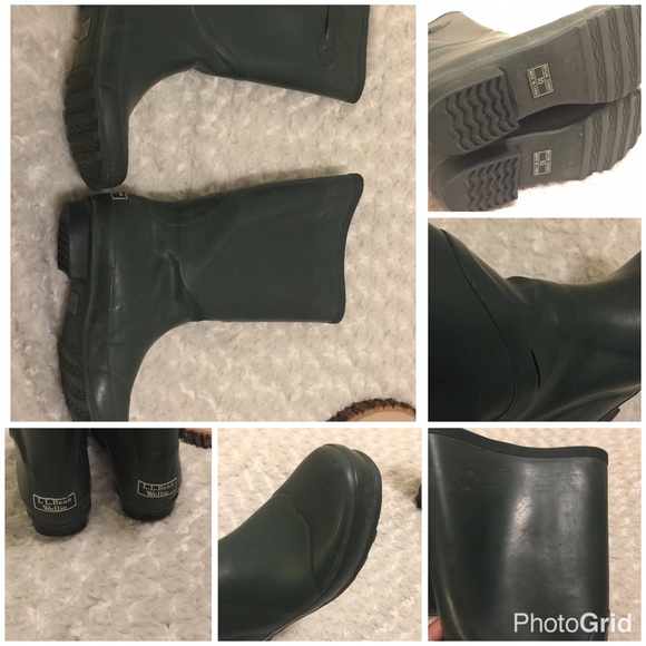 L.L. Bean Wellie Rain Boots Army Green SZ 10 - Picture 2 of 4