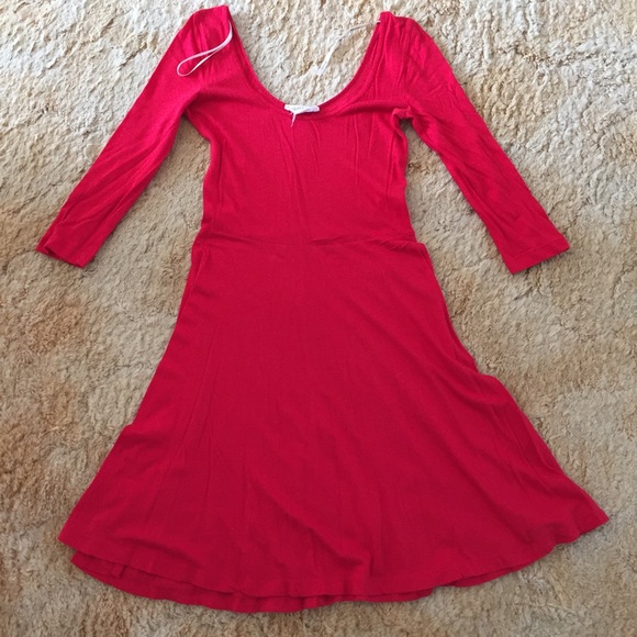 Red scoop neck dress