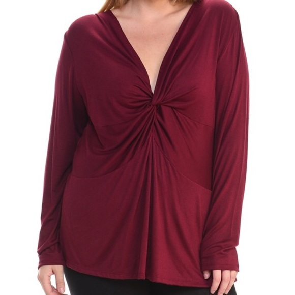 PLUS Twist-Front V-Neck Top - Picture 1 of 3
