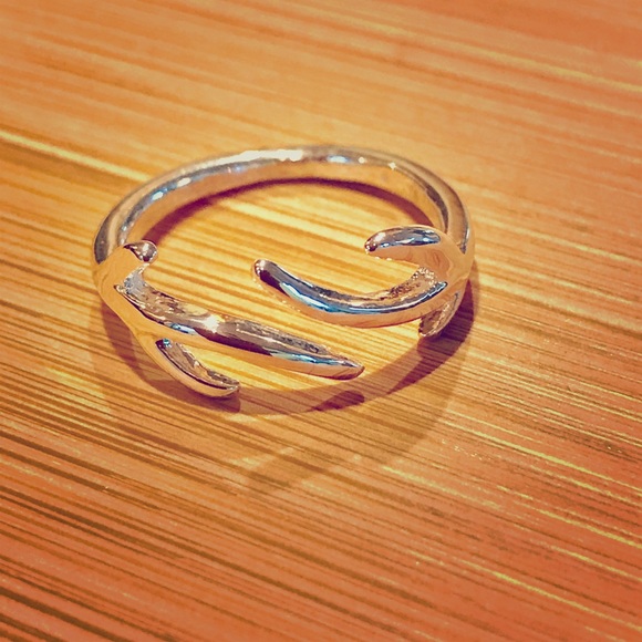 Super cute Silver Plated Antler Ring. Adjustable