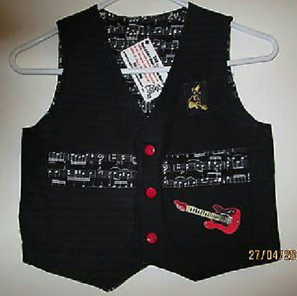 SKR-MUSIC THEMED CHILDRENS VEST-SZ 8-NOTES/GUITARS