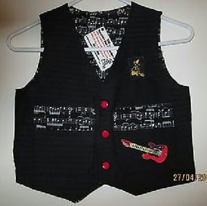 SKR-MUSIC THEMED CHILDRENS VEST-SZ 8-NOTES/GUITARS