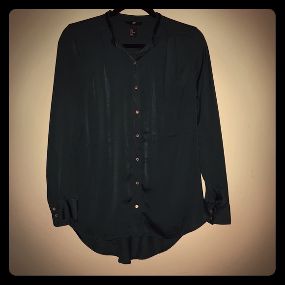 H&M green/teal blouse, size 2 - Picture 1 of 3