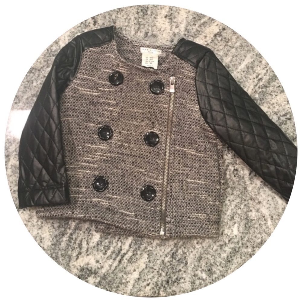 🍭HP🍭 MAX STUDIO faux leather tweed jacket 18M