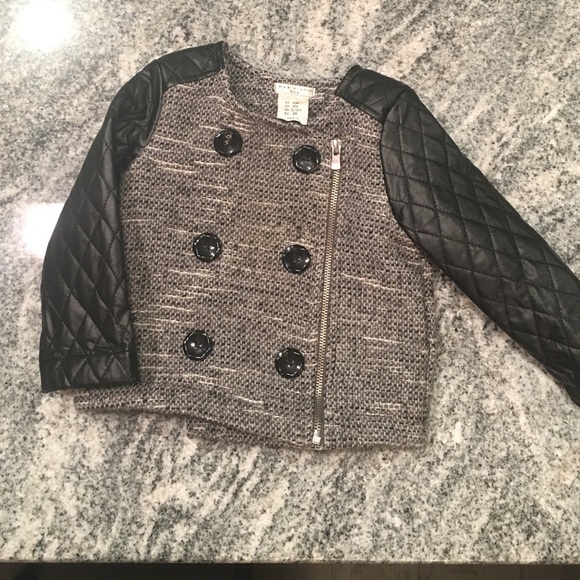 🍭HP🍭 MAX STUDIO faux leather tweed jacket 18M - Picture 2 of 5