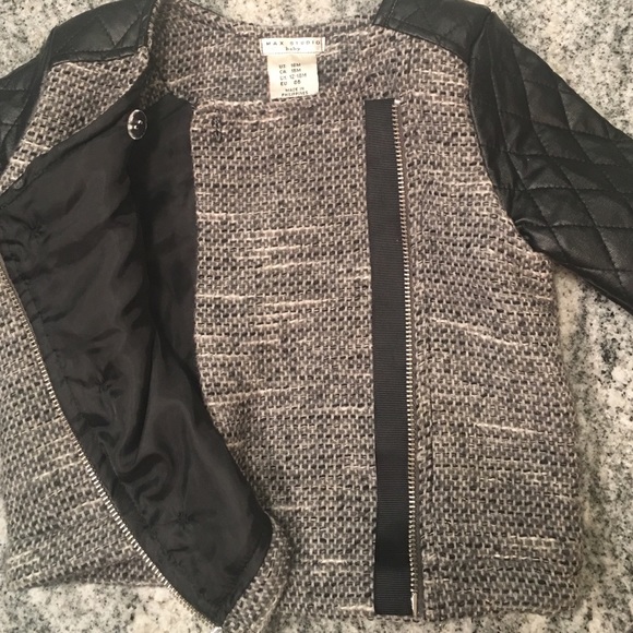 🍭HP🍭 MAX STUDIO faux leather tweed jacket 18M - Picture 4 of 5