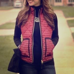 🌹✨J.CREW puffer Vest Red/black Cape Gingham plaid