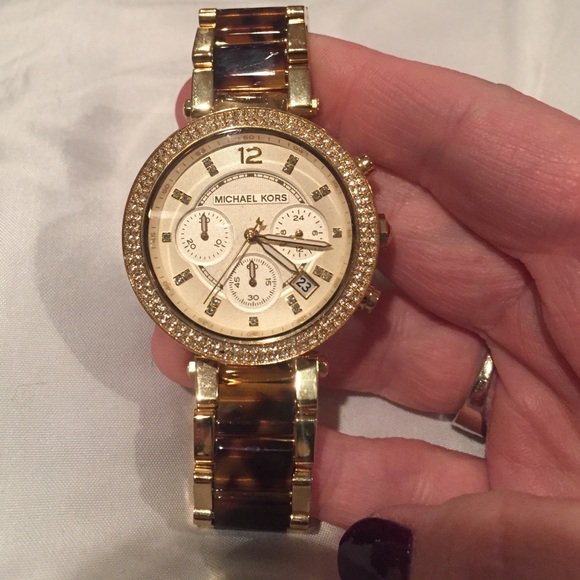Michael Kors goldtone and tortoise watch