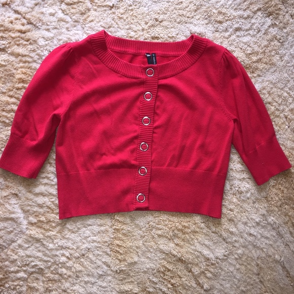 Red cropped sweater