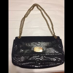 Black python Michael Kors bag with gold chain