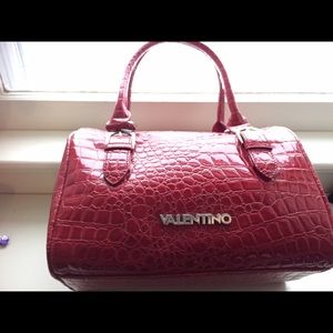 Red patent purse