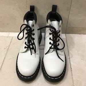 Dr. Martens white leather boots