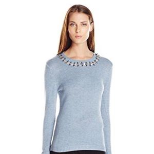Ivanka Trump pastel blue sweater with jewels
