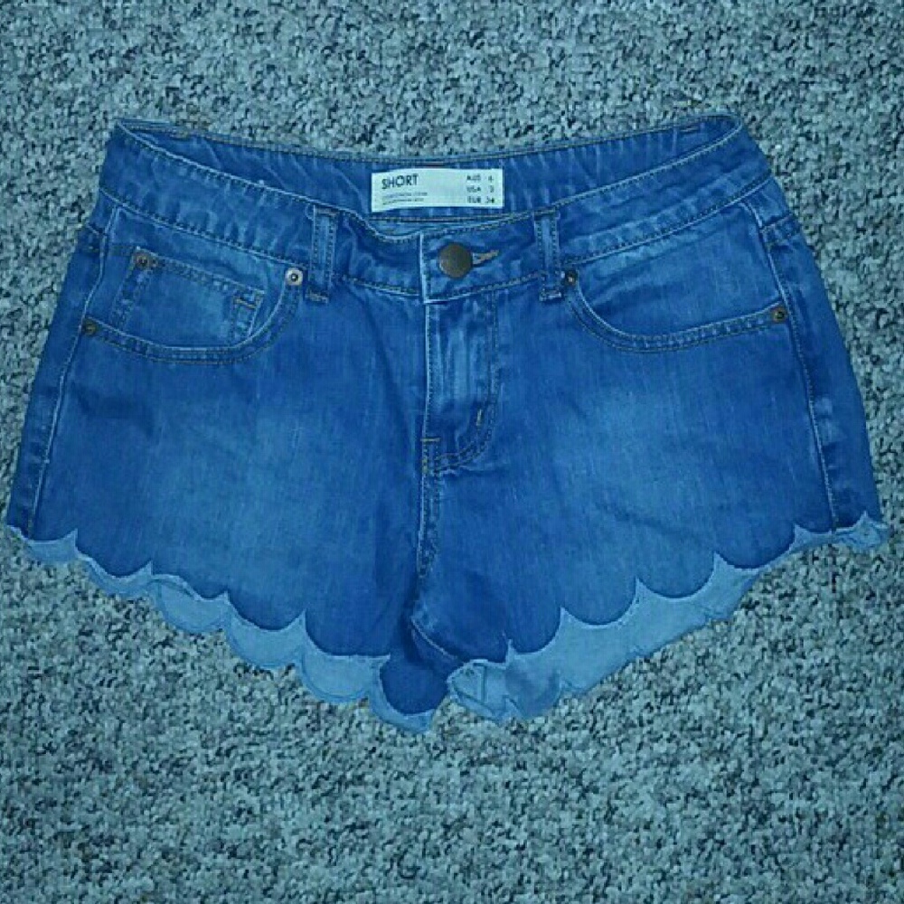 ASOS Scalloped Hem Denim Shorts