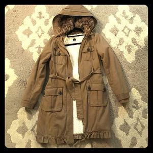 🚩SOLD🚩Anthropologie tan parka with faux fur hood