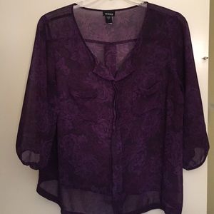 Pretty Purple Flower Design Blouse