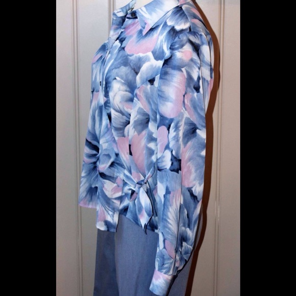 Sheer, side tie blouse. - Picture 2 of 3