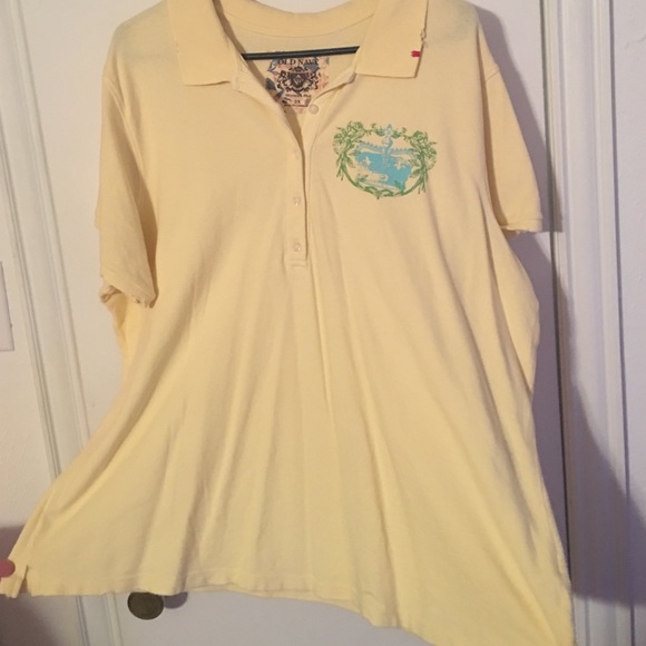 Old Navy Tattered/Worn Style Yellow Polo