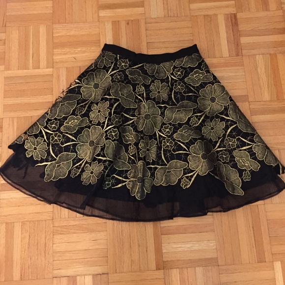 Embroidered gold and black skirt