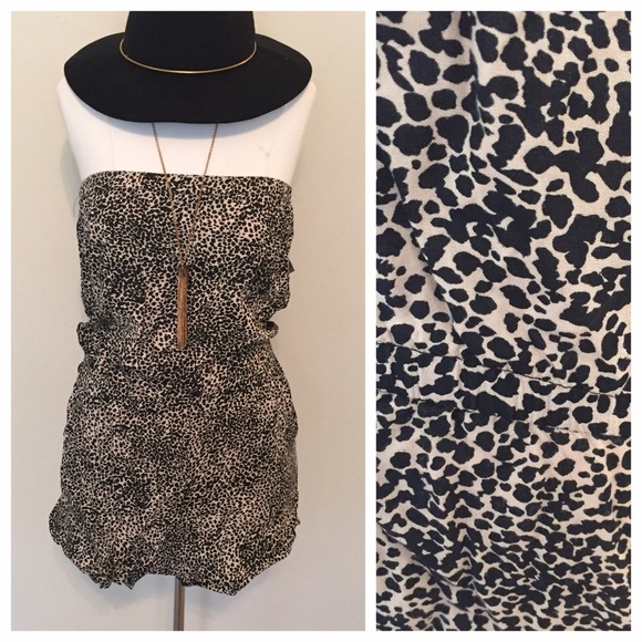 Cheetah Print Strapless Romper