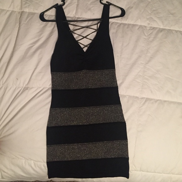 SOLD! Sparkly black and gold mini dress
