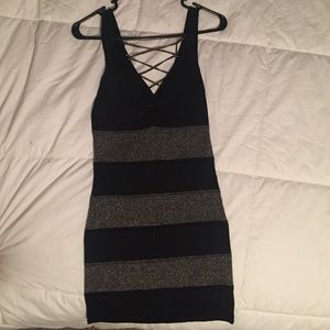 SOLD! Sparkly black and gold mini dress