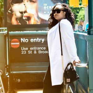 Quilted White Longline Coat -Size 2X