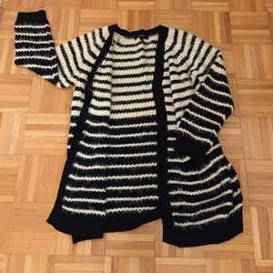 Oversized black and white striped cardigan