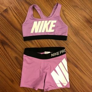 Nike compression shorts and matching sports bra