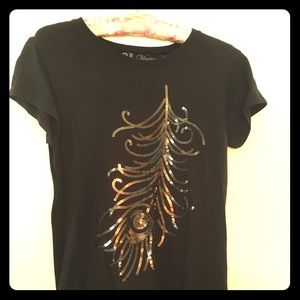 LOL Vintage Sequin Peacock Feather Tee