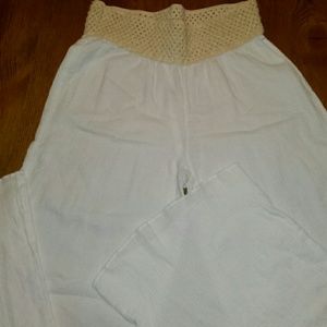 White 100% cotton beach pants