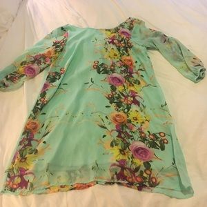 Seafoam flower tunic dress