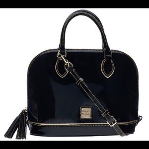 Dooney & Bourke black patented leather satchel