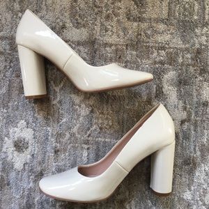White Patent Leather Zara Heels