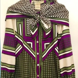 Vintage Lanvin Scarf-Tie Blouse