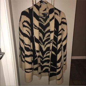 Camel and Black Striped Heavy Cardigan