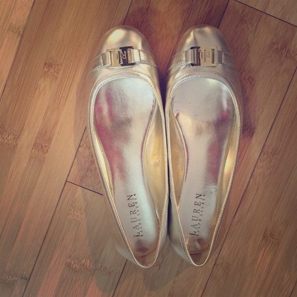 Ralph Lauren Gold Flats