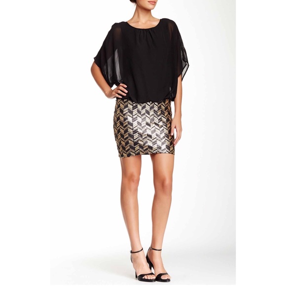 NWOT Alexia Admor Sequin Skirt Blouson Dress