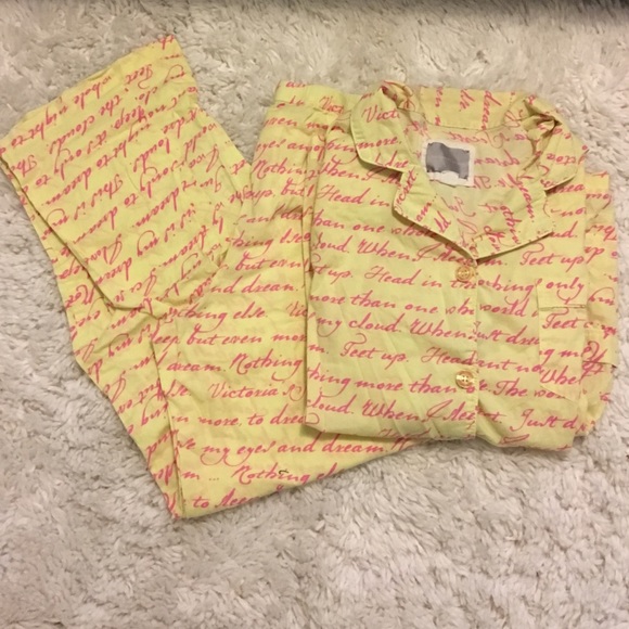 Victoria secret yellow and pick pajama set