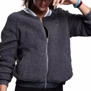 🌟VS Pink Charcoal Sherpa Bomber Jacket🌟