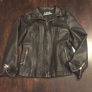 Women's black leather jacket from Dillard's-Small